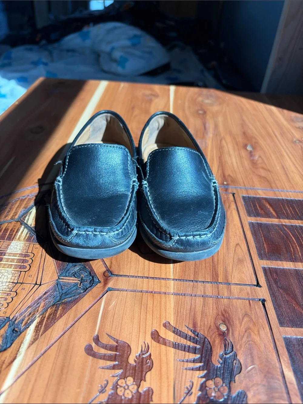 Johnston & Murphy Black Kids Leather Slip-On Loafers